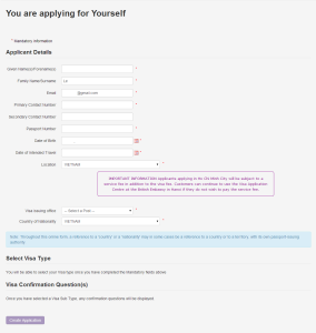 Hướng dẫn khai tờ khai visa Anh