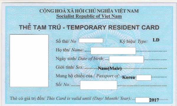 Mẫu thẻ tạm trú cho người nước ngoài tại Việt Nam