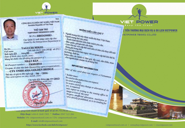 Dịch vụ làm thẻ tạm trú cho người nước ngoài tại VietPower